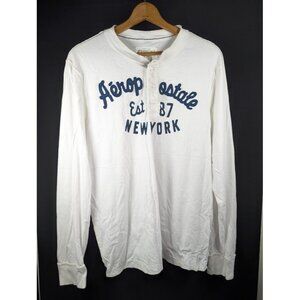 Y2K Aeropostale Henley Shirt Size XXL Embroidered Spellout Skater Preppy Logo